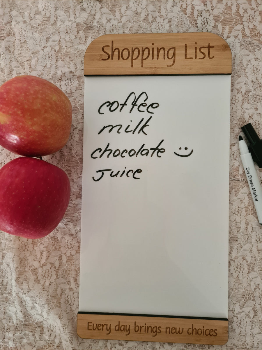 the shopping list is on the fridge