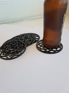 Coaster Set- Black Acrylic Geometric Design