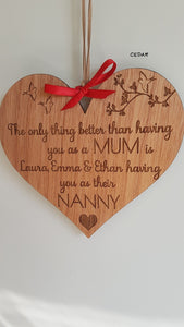 Wall Decor - Mum / Nan Wooden Heart Plaque