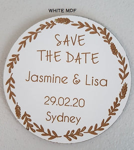 Personalised Wooden Rustic Save the Date Magnets