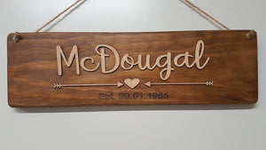 Family Wooden Last Name Sign