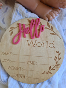 Baby Arrival Blank -  " Hello World" 3D- blank