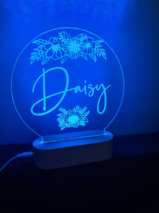 Personalised Night Light - Round Daisy