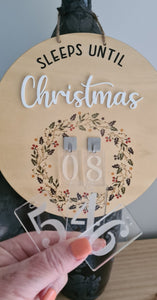 Sleeps Until Christmas Wooden Sign