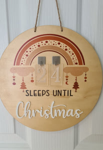 Sleeps Until Christmas Wooden Sign