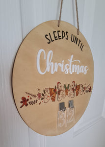 Sleeps Until Christmas Wooden Sign