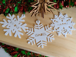 Snowflake Ornament - Personalised - White Acrylic