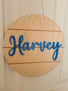 Round - 3D One Name Sign  - Plank Effect