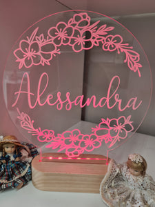 Personalised Night Light - Floral Wreath