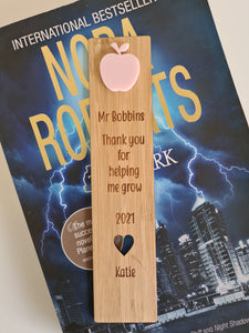 Teachers Gift - Bookmark with Acrylic Apple
