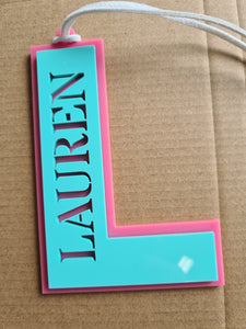 Bag Tags - Initial Double Layer Acrylic