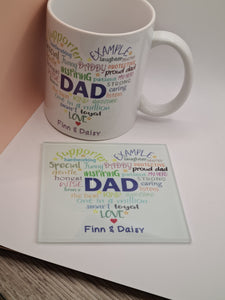 Mug and Coaster Set - Positive Words about Dad