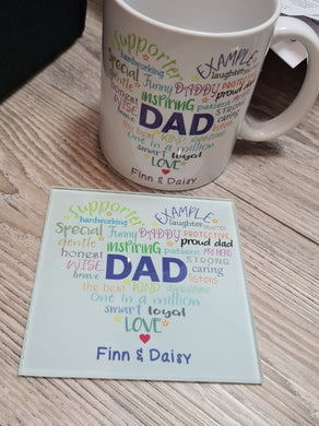 Mug and Coaster Set - Positive Words about Dad