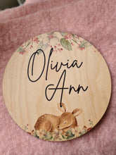 Round Personalised Sign | Birth Announcement | Wall Hanging  - Fawn Collection