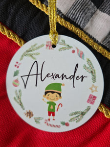 Christmas Ornament -  Elf Design on Aluminium