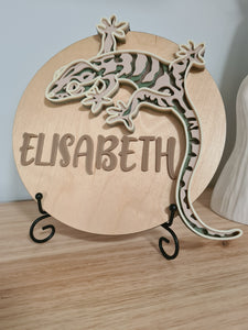 Personalised Name Sign -  Lizard Mandala