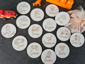 Wooden Toy Box Storage Label Tags