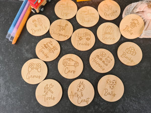 Wooden Toy Box Storage Label Tags