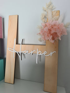 Wooden Personalised Capital letter / Decorative letter with dried flowers