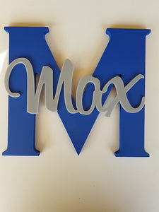 Wall/Door Decor - Large Wooden Capital Letter with Scripted Name