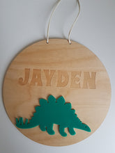 Round  - Etched One Name with 3D Dinosaur