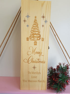 Personalised Wooden Wine Box - Christmas Design