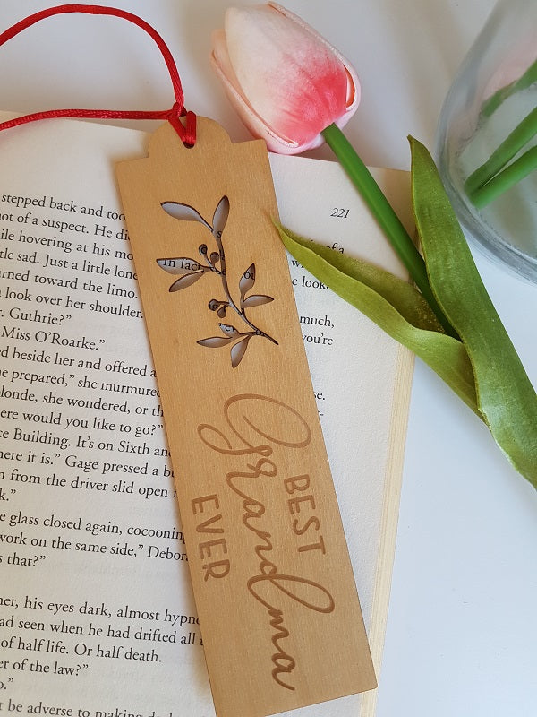 Bookmark - Wooden with Vine Leaf
