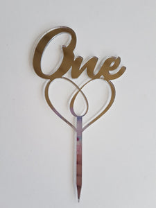 Number Word Heart Cake Topper