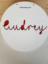 Round - Scripted cut out name with coloured backing