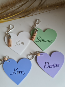 Bag Tags - Heart Acrylic Bag Tags | Key Rings