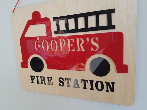 Novelty - Red Fire Engine Personalised Sign – Mist Designs