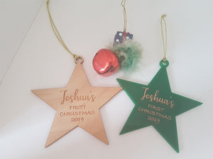 Ornament - 'Babys First Christmas'  Personalised Star