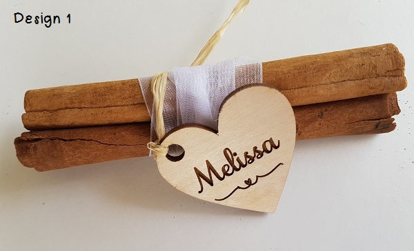 Engraved Wooden Heart Favour Tags - pack of 10