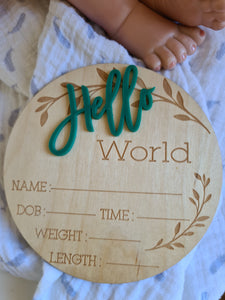 Baby Arrival Blank -  " Hello World" 3D- blank