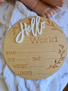 Baby Arrival Blank -  " Hello World" 3D- blank