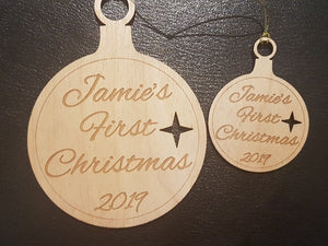 Ornament - Baby's First Christmas Wooden Bauble