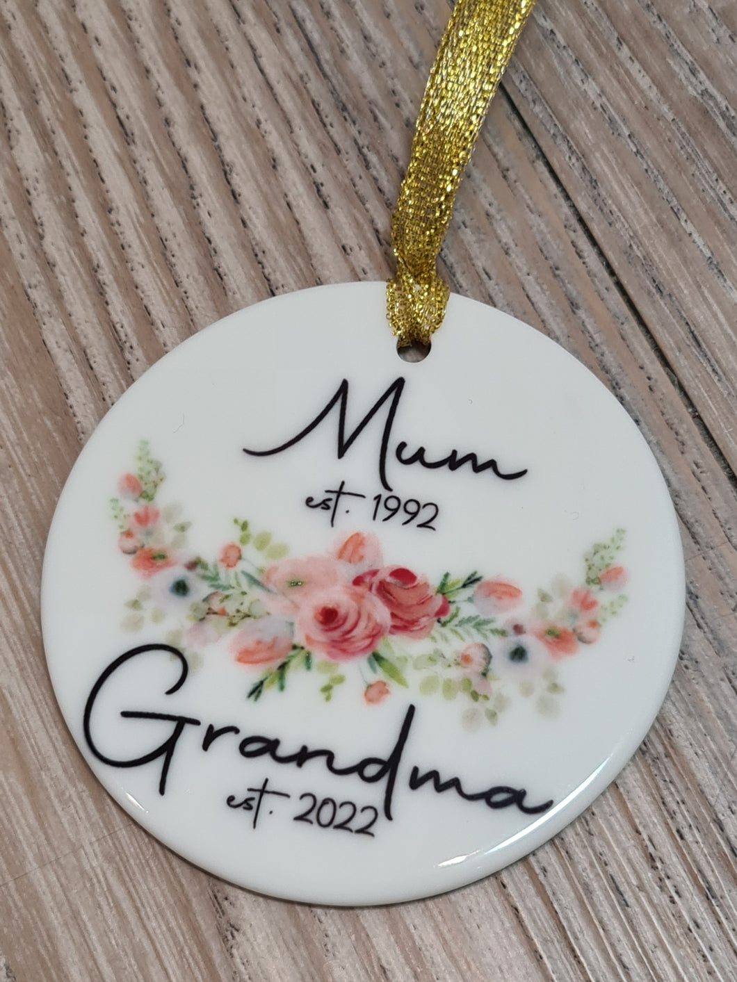 Ceramic Ornament  -  Personalised Mum Est. \ Grandma Est.