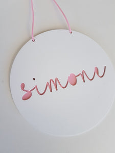 Round - Scripted cut out name with coloured backing