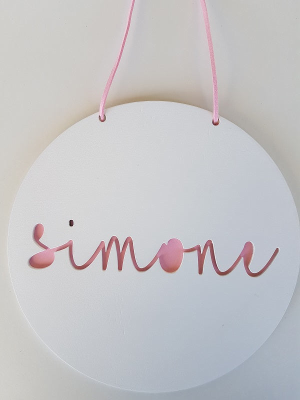 Round - Scripted cut out name with coloured backing