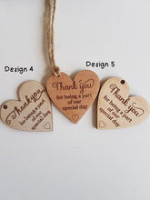 Engraved Wooden Heart Favour Tags - pack of 10