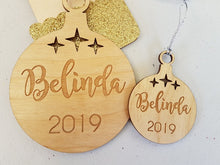 Ornament - Personalised Wooden Bauble with Christmas Star cut outs