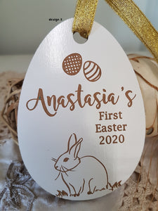 Tags - Easter Egg Shape - Wooden " First Easter"